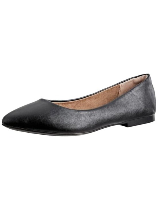 Shoes - Women's Pointed-Toe Ballet Flat, Faux Leather, Memory Foam, Slip-On